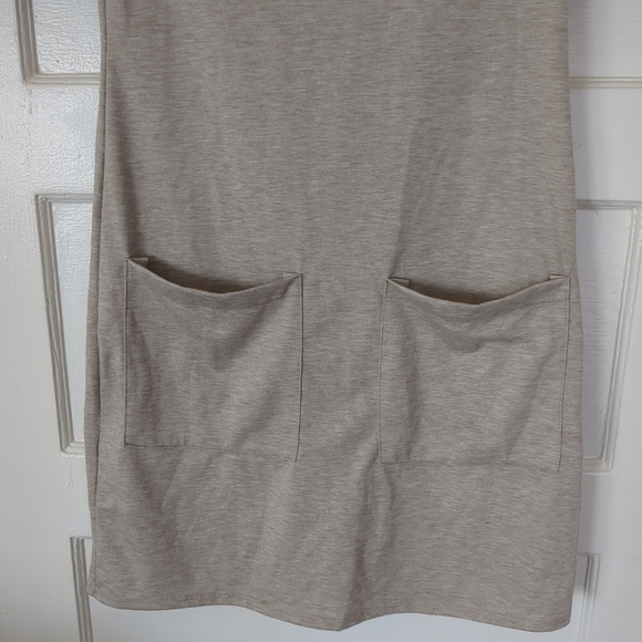 Sozy Shirt Mini Dress Small Tan Heathered Soft Comfy Short Sleeve Feminine - Picture 3 of 11